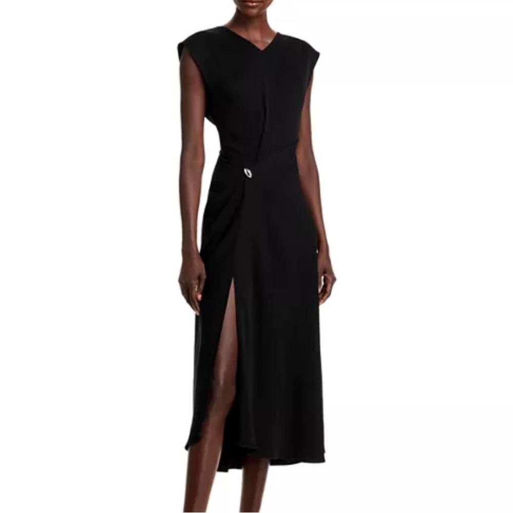 New A.L.C. Mary V-Neck Midi Dress in Black Size 4
